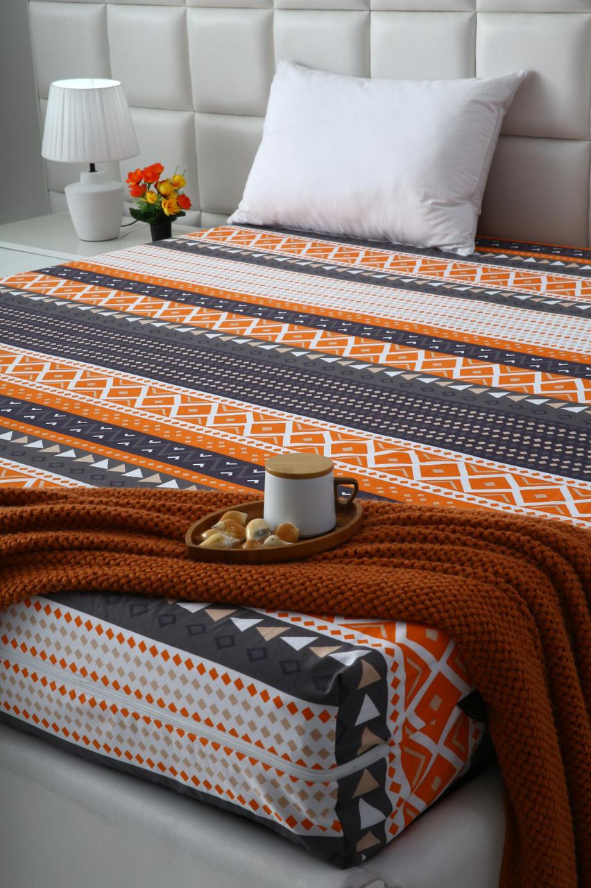 Zipper Mattress Cover Printed-Mexican Style Protectors Apricot