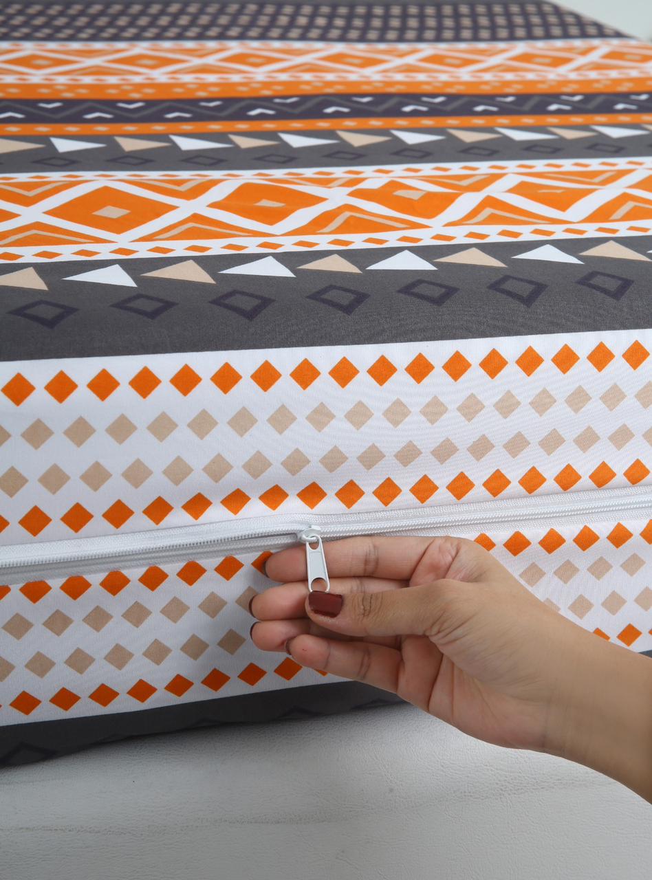 Zipper Mattress Cover Printed-Mexican Style Protectors Apricot