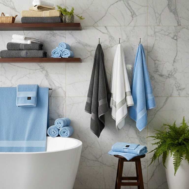 1 PC Bath Towel-Sky Blue Bath Towels & Washcloths Apricot