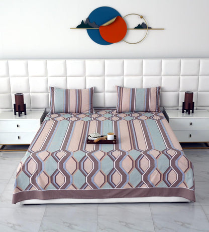 3 PCs Double Bed Sheet-DB-240 Bed Sheets Apricot