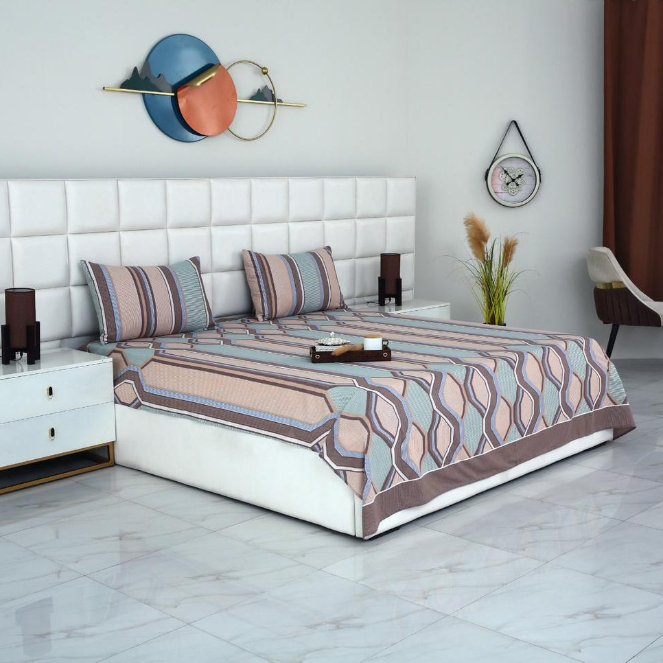 3 PCs Double Bed Sheet-DB-240 Bed Sheets Apricot