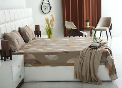 3 PCs Double Bed Sheet-DB-236 Bed Sheets Apricot