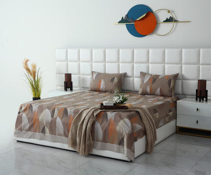 3 PCs Double Bed Sheet-DB-236 Bed Sheets Apricot