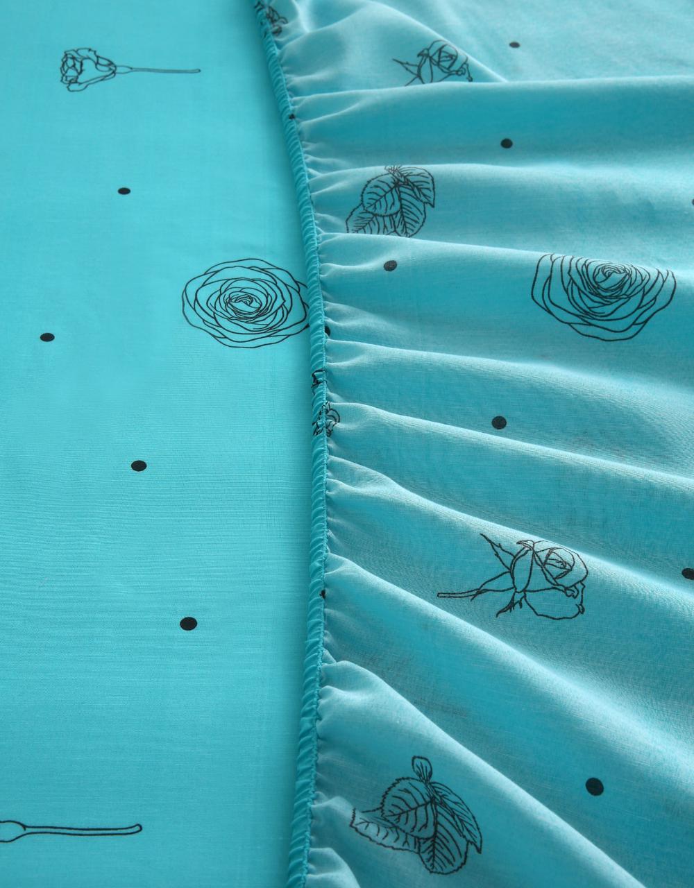 Fitted Bed Sheet-Aqua Abstract Flower Fitted Sheets Apricot