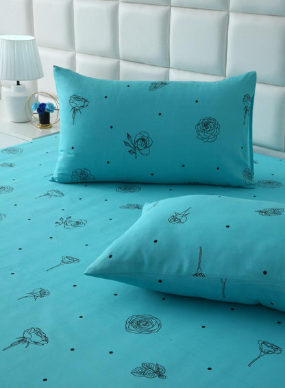 Fitted Bed Sheet-Aqua Abstract Flower Fitted Sheets Apricot