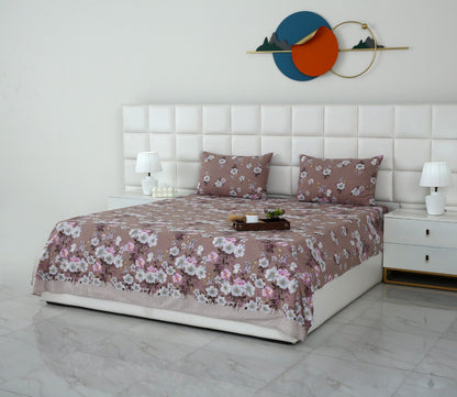 3 PCs Double Bed Sheet-DB252 Bed Sheets Apricot