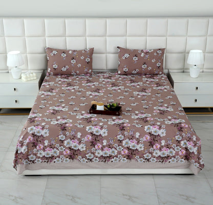 3 PCs Double Bed Sheet-DB252 Bed Sheets Apricot