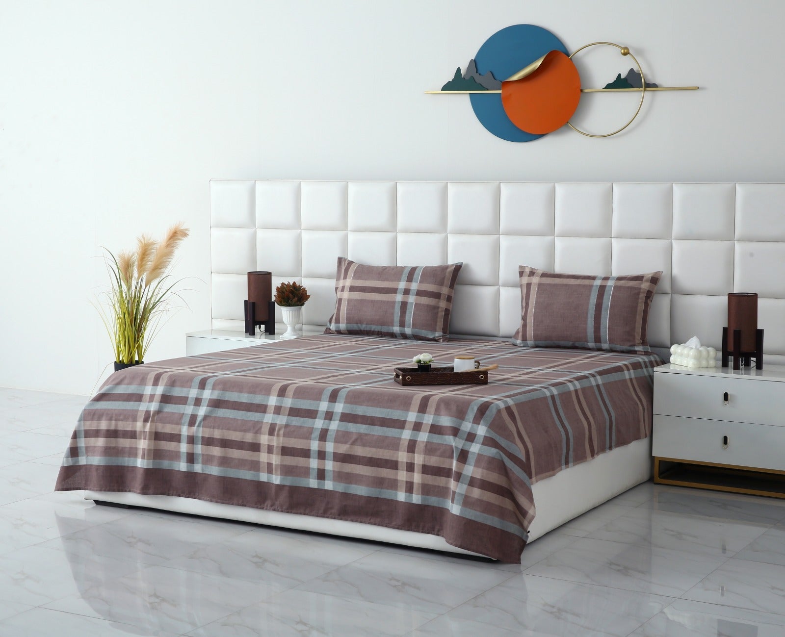 3 PCs Double Bed Sheet-DB-237 Bed Sheets Apricot