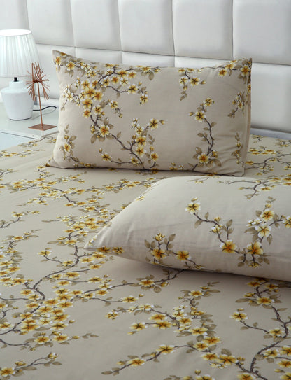 3 PCs Double Bed Sheet-DB-243 Bed Sheets Apricot
