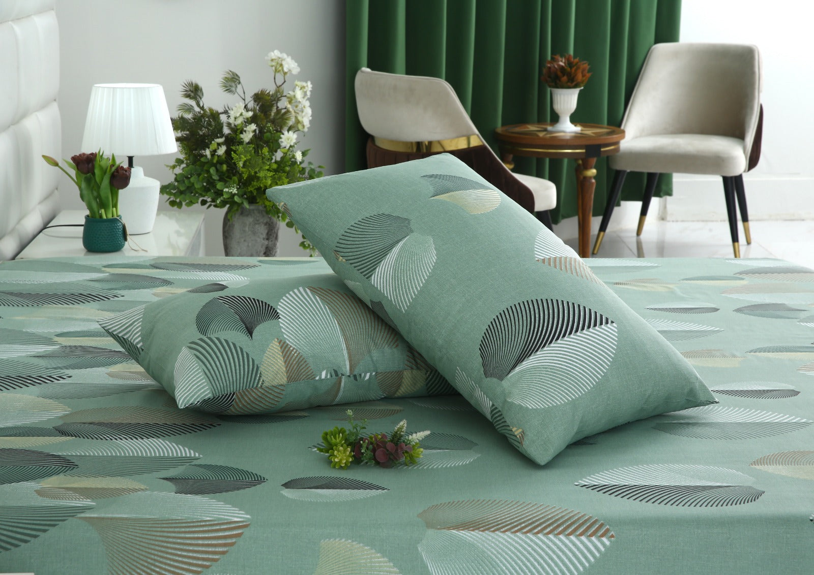 3 PCs Double Bed Sheet-DB245 Bed Sheets Apricot