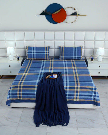 3 PCs Double Bed Sheet-DB-239 Bed Sheets Apricot