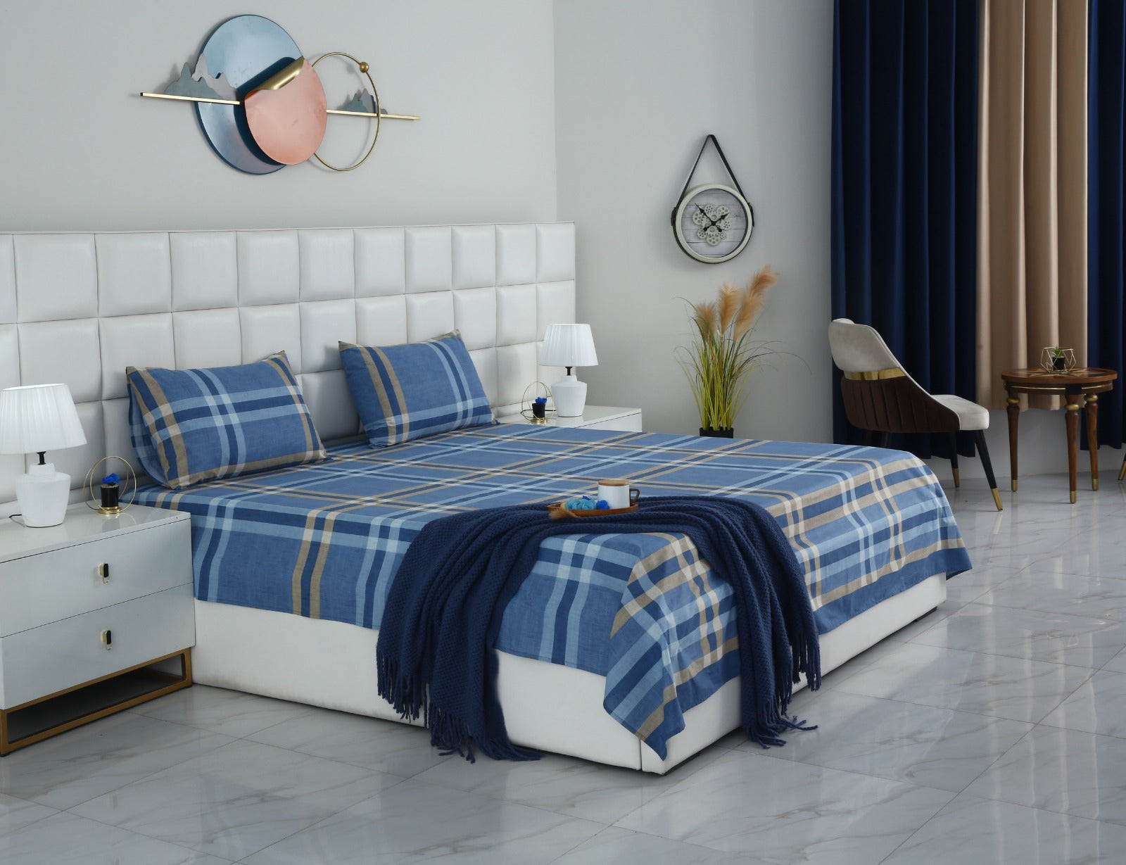 3 PCs Double Bed Sheet-DB-239 Bed Sheets Apricot