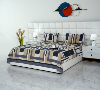 3 PCs Double Bed Sheet-DB-249 Bed Sheets Apricot