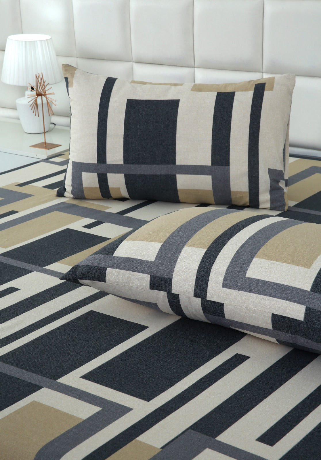 3 PCs Double Bed Sheet-DB-249 Bed Sheets Apricot