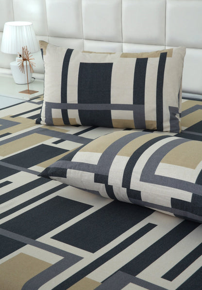 3 PCs Double Bed Sheet-DB-249 Bed Sheets Apricot