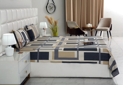 3 PCs Double Bed Sheet-DB-249 Bed Sheets Apricot