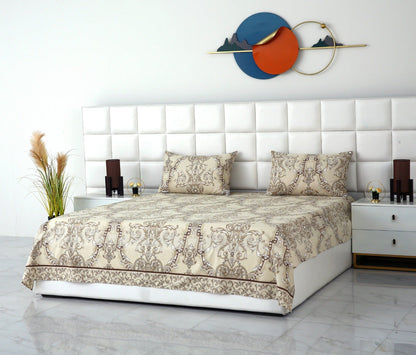 3 PCs Double Bed Sheet-DB241 Bed Sheets Apricot