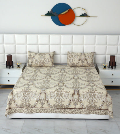 3 PCs Double Bed Sheet-DB241 Bed Sheets Apricot