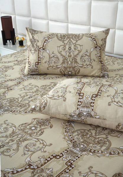 3 PCs Double Bed Sheet-DB241 Bed Sheets Apricot