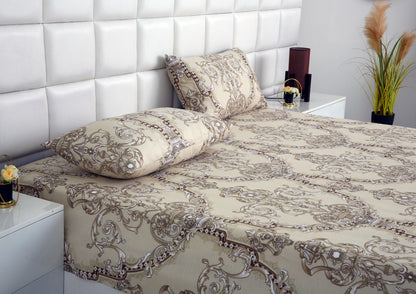 3 PCs Double Bed Sheet-DB241 Bed Sheets Apricot