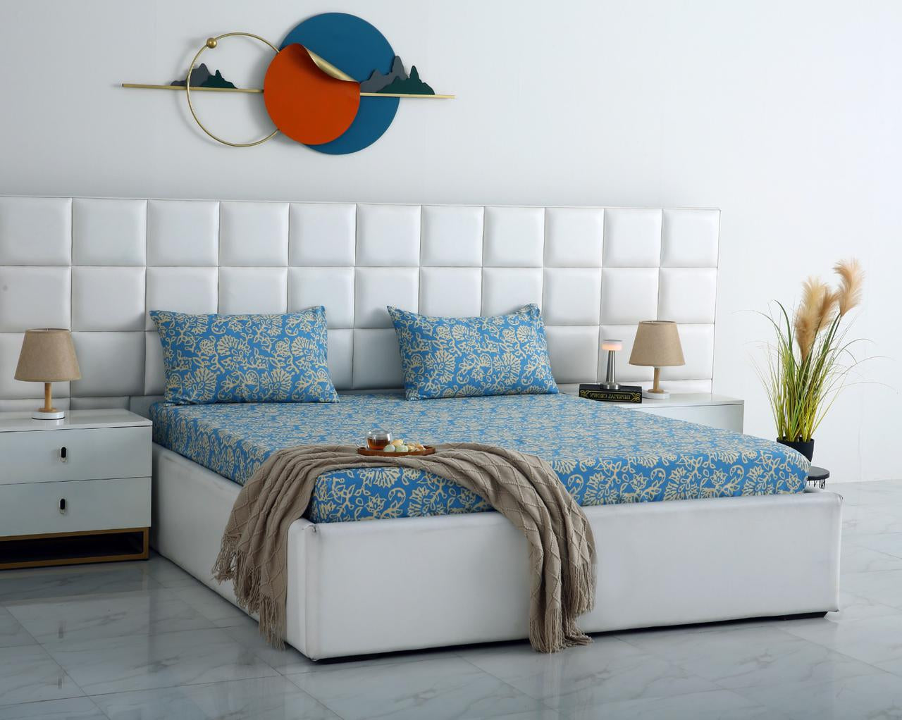 3 PCs Double Bed Sheet-DB256 Bed Sheets Apricot