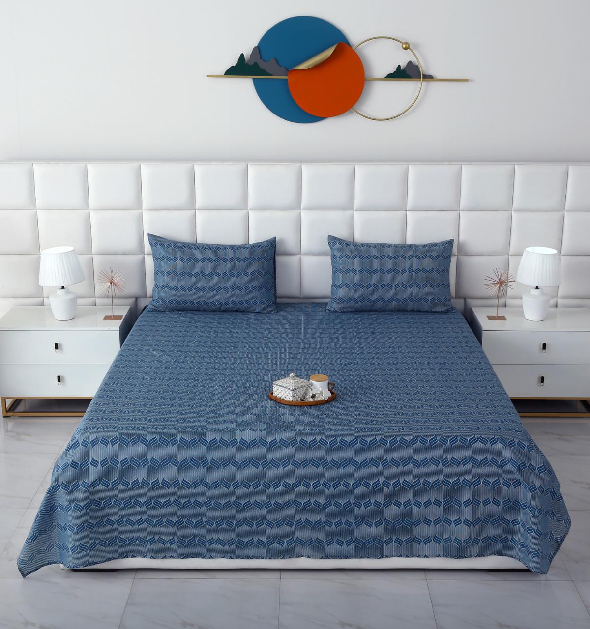 3 PCs Double Bed Sheet-DB253 Bed Sheets Apricot