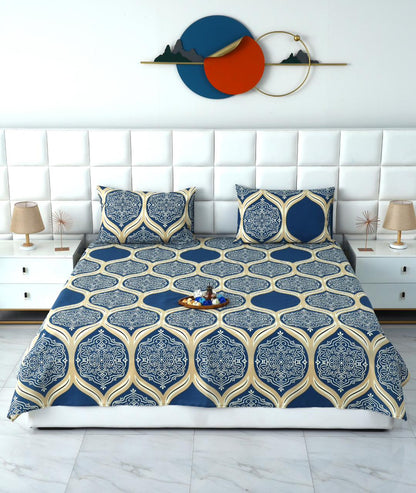 3 PCs Double Bed Sheet-DB254 Bed Sheets Apricot