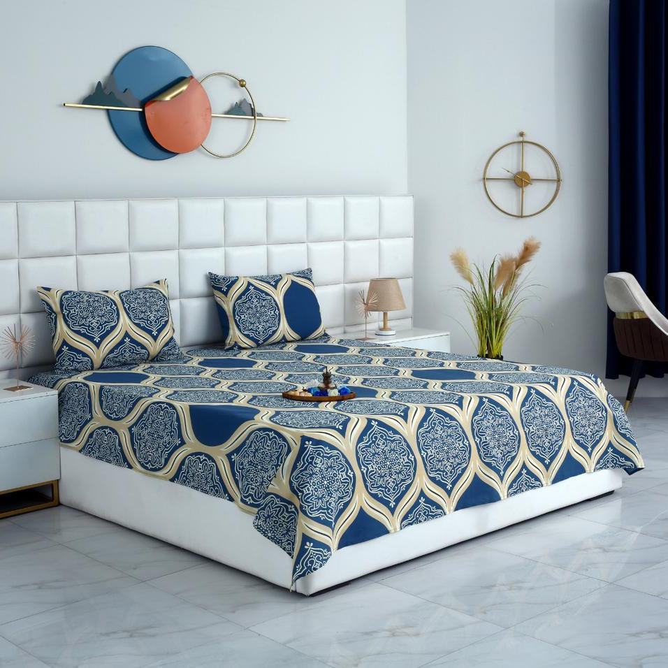 3 PCs Double Bed Sheet-DB254 Bed Sheets Apricot