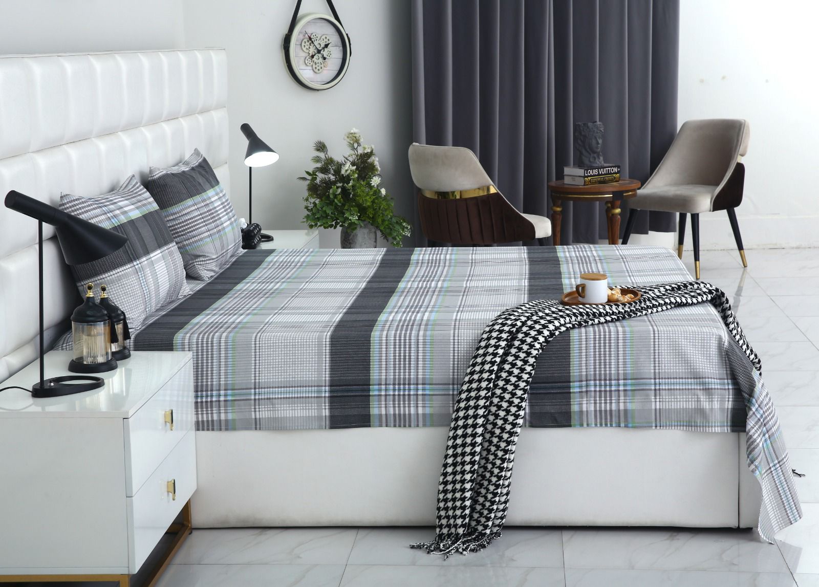 3 PCs Double Bed Sheet-DB196 Bed Sheets Apricot