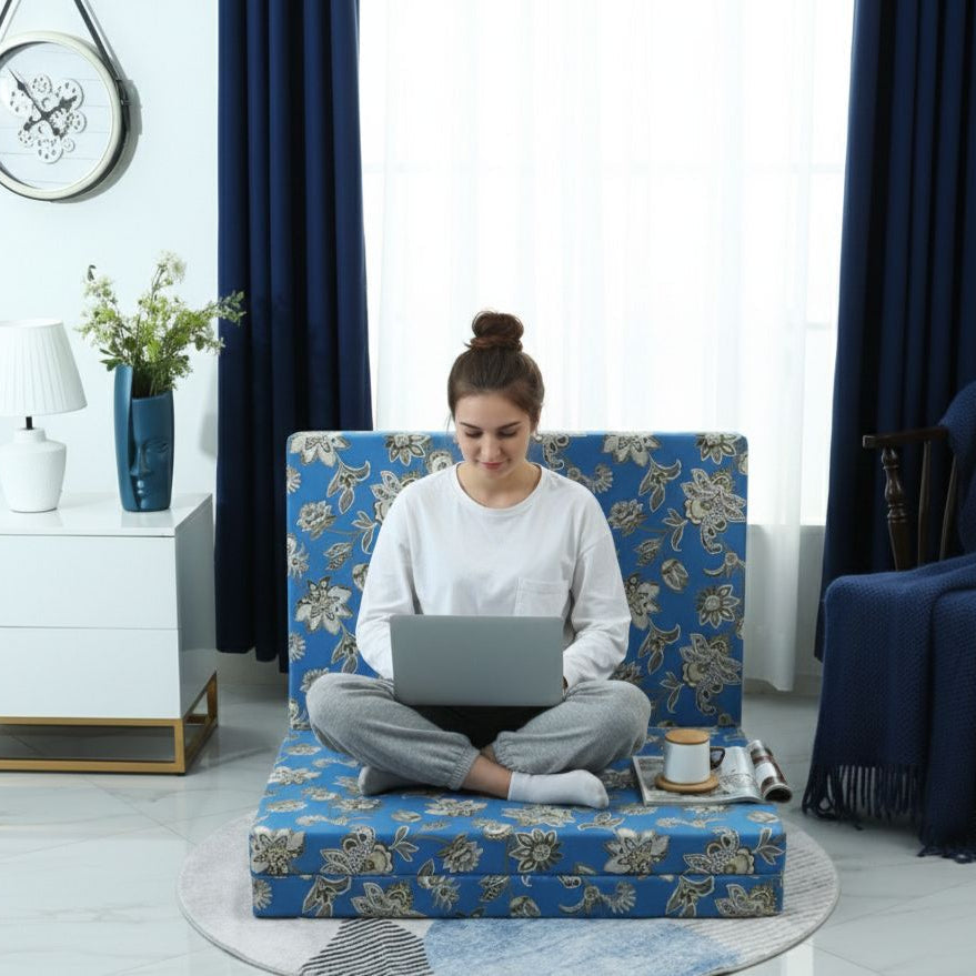 Foldable Mattress Mattress-Blue Lotus