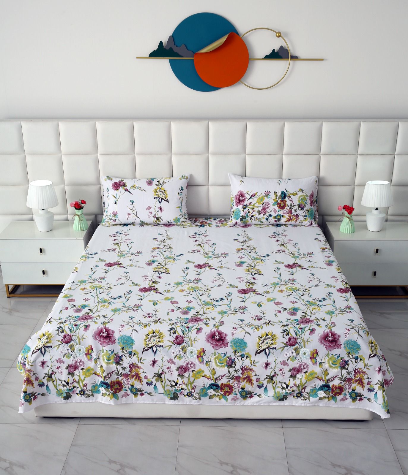 3 PCs Double Bed Sheet-DB257 Bed Sheets Apricot