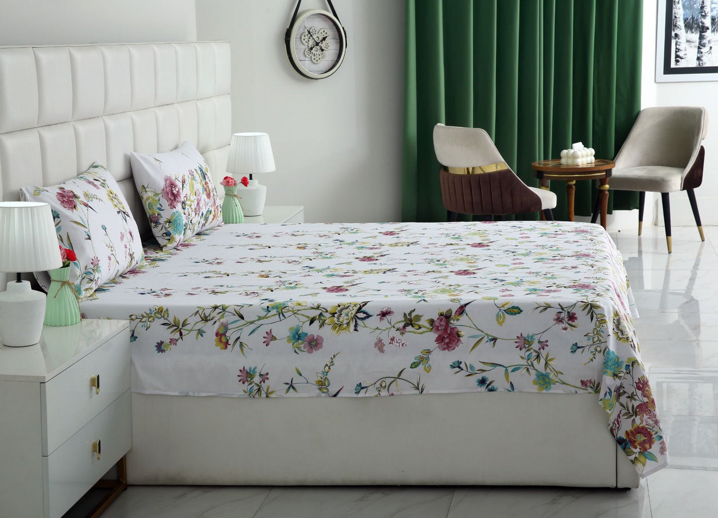 3 PCs Double Bed Sheet-DB257 Bed Sheets Apricot