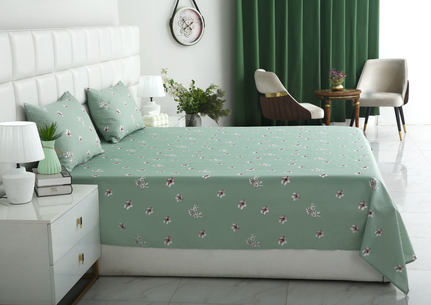 3 PCs Double Bed Sheet-DB258 Bed Sheets Apricot