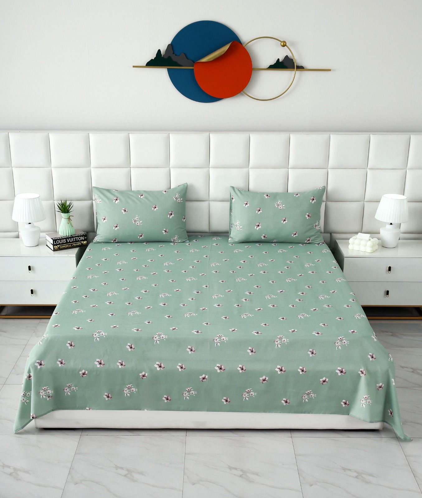 3 PCs Double Bed Sheet-DB258 Bed Sheets Apricot