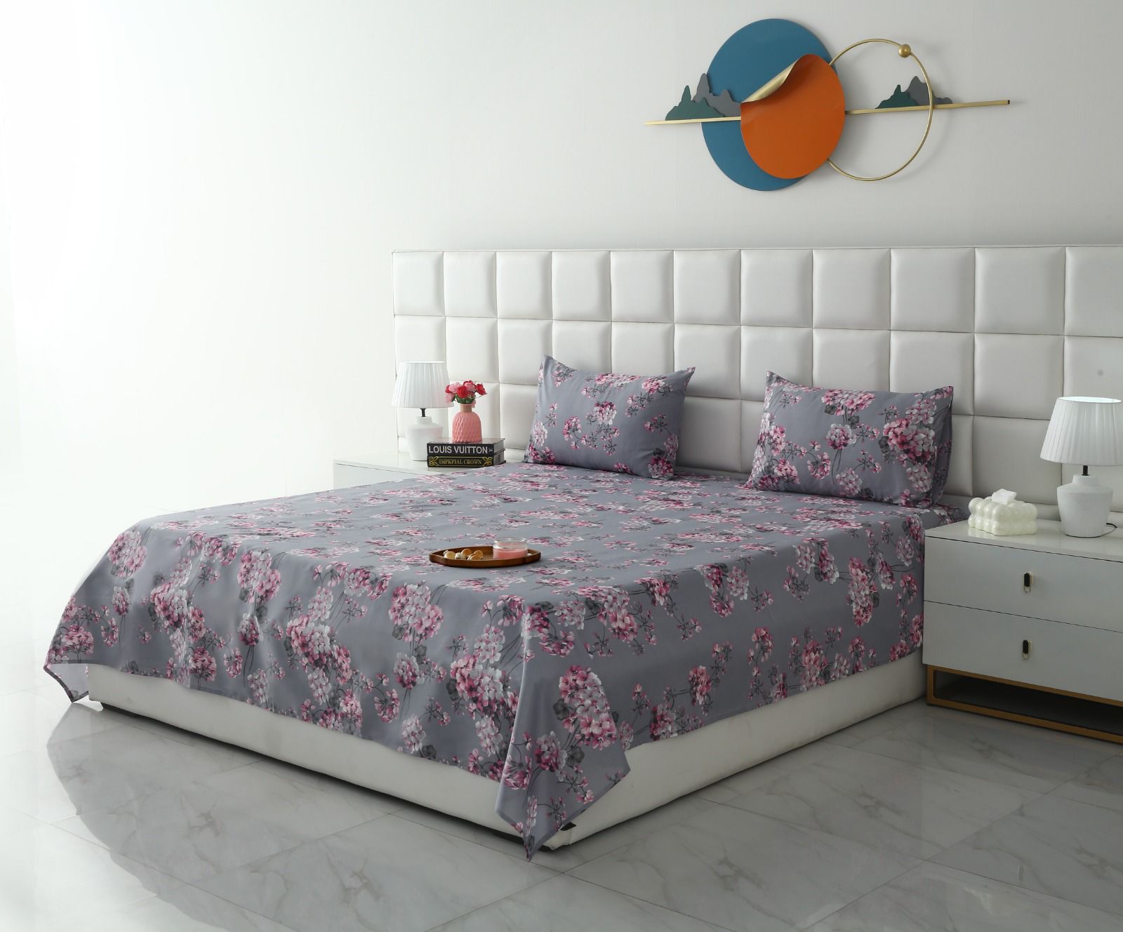 3 PCs Double Bed Sheet-DB260 Bed Sheets Apricot