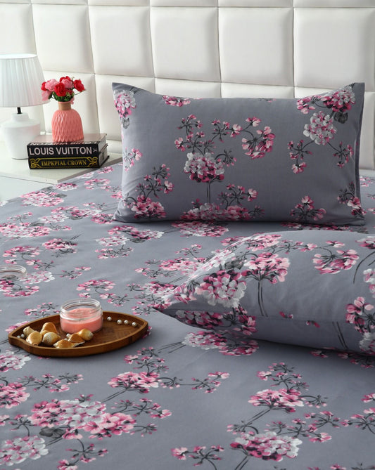 Fitted Bed Sheet- Pink Bouquet Fitted Sheets Apricot