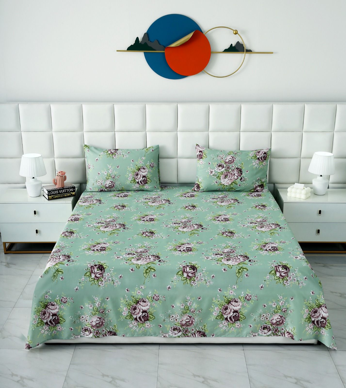 3 PCs Double Bed Sheet-DB259 Bed Sheets Apricot