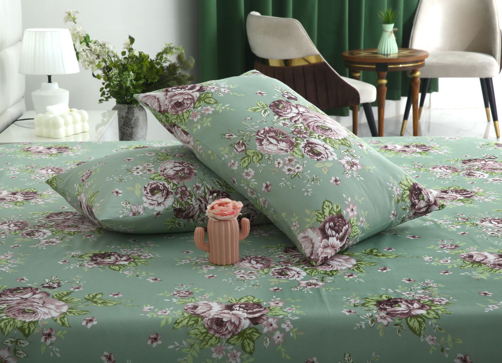 3 PCs Double Bed Sheet-DB259 Bed Sheets Apricot