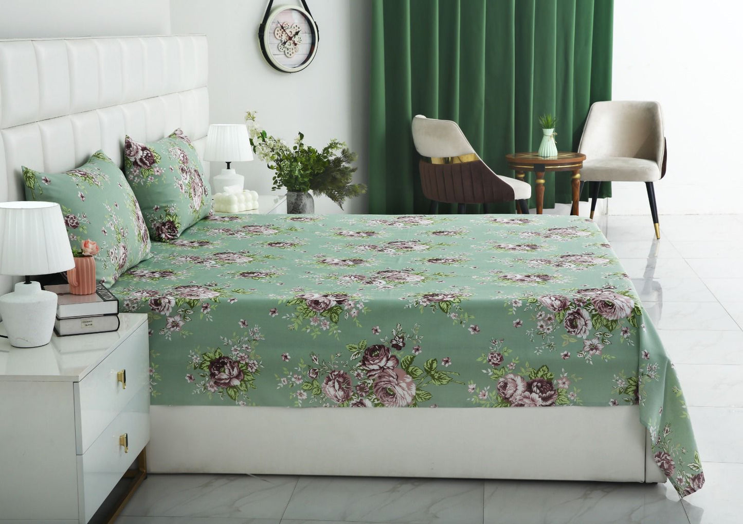 3 PCs Double Bed Sheet-DB259 Bed Sheets Apricot