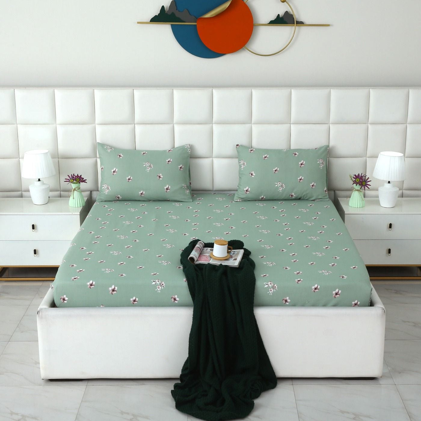 Fitted Bed Sheet-Mint Jazmin Fitted Sheets Apricot