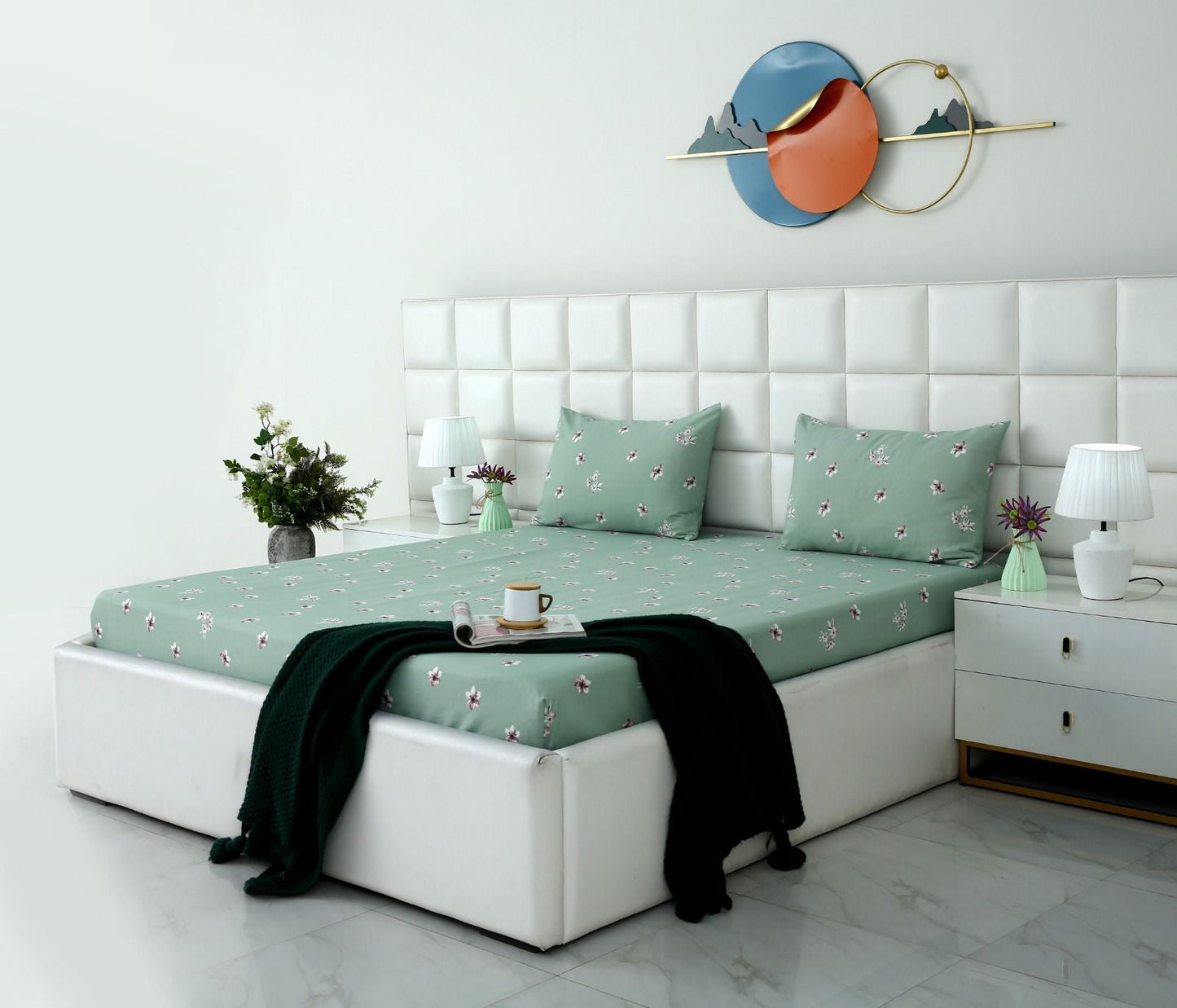 Fitted Bed Sheet-Mint Jazmin Fitted Sheets Apricot