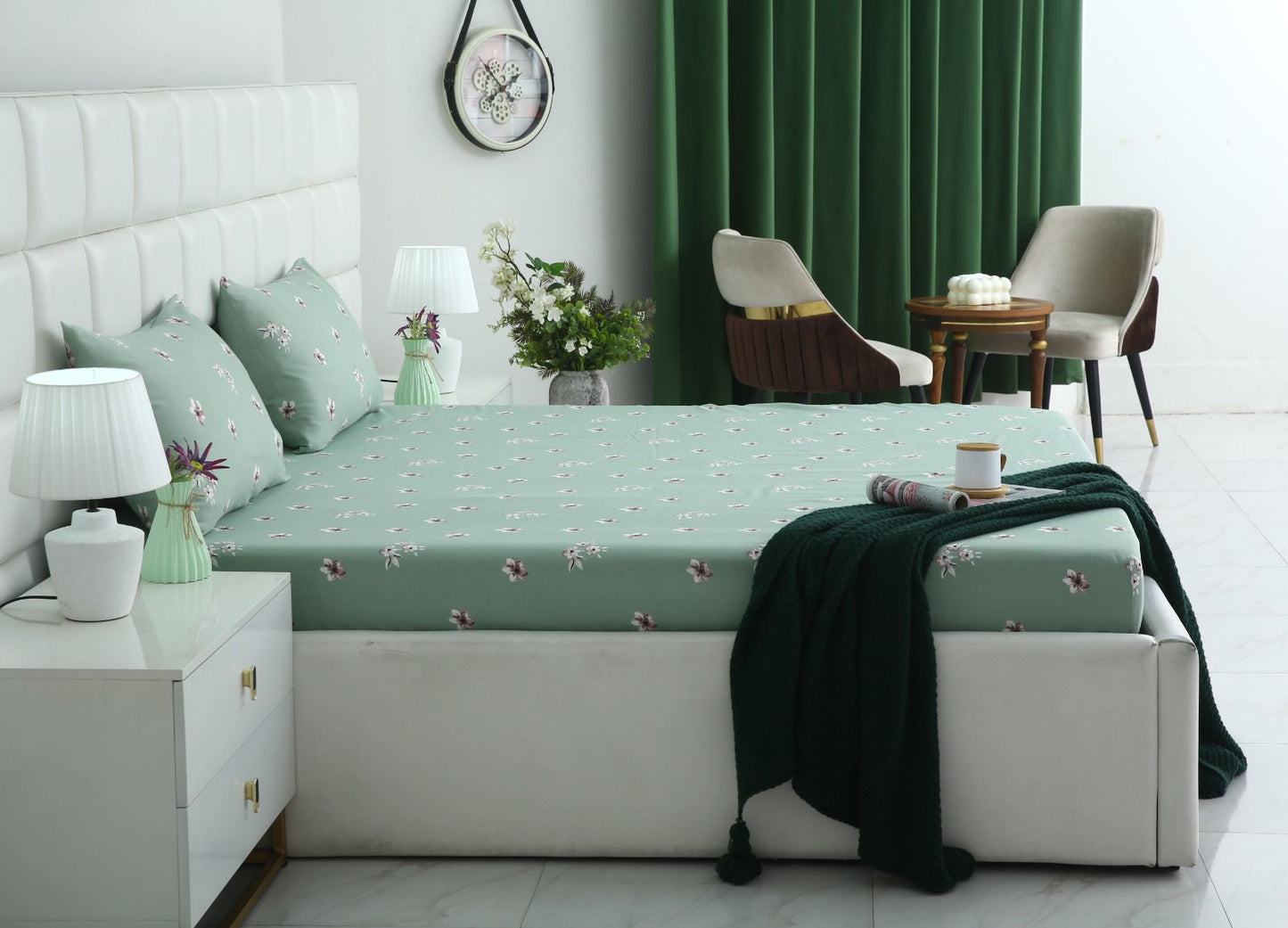 Fitted Bed Sheet-Mint Jazmin Fitted Sheets Apricot