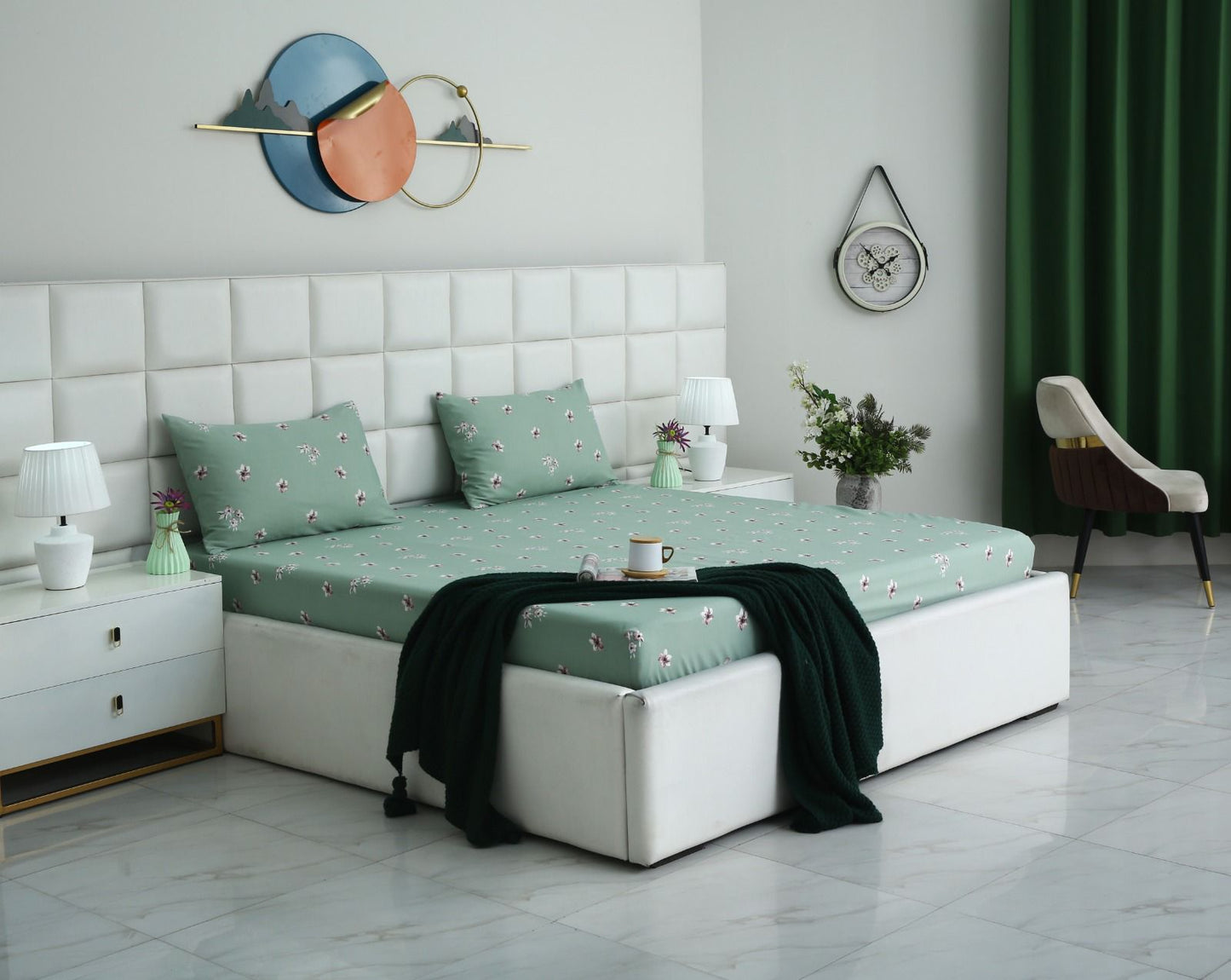 Fitted Bed Sheet-Mint Jazmin Fitted Sheets Apricot