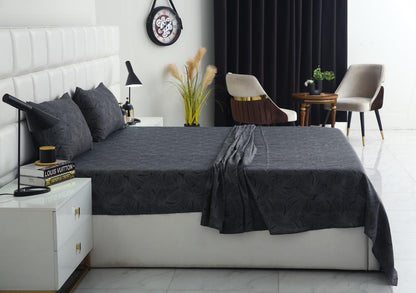 3 PCs Double Bed Sheet-Ash Grey Bed Sheets Apricot