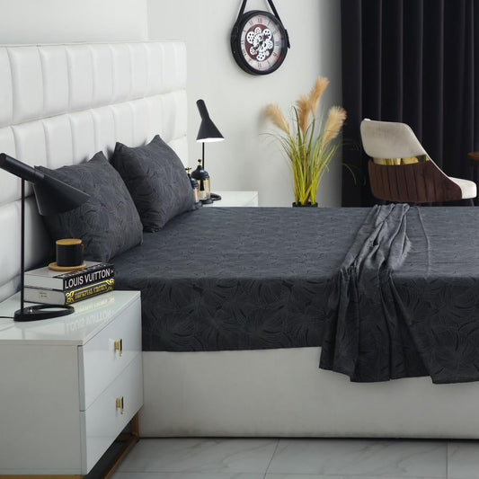 2Pcs Single Bed Sheet-Ash Grey single bed sheet Apricot