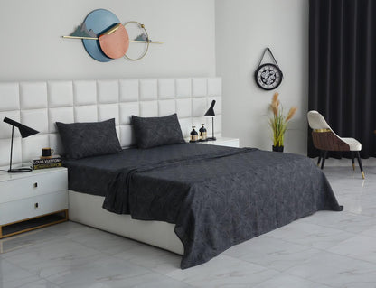 3 PCs Double Bed Sheet-Ash Grey Bed Sheets Apricot