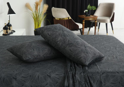 3 PCs Double Bed Sheet-Ash Grey Bed Sheets Apricot