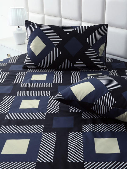 3 PCs Double Bed Sheet-Black Art Bed Sheets Apricot