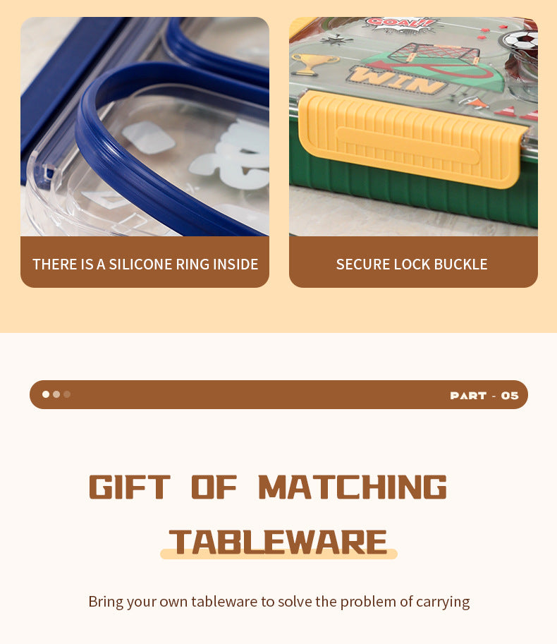 TrioFeast Bento Lunch Box Leak Proof(3 Compartment) -SA2510-057WORK Apricot