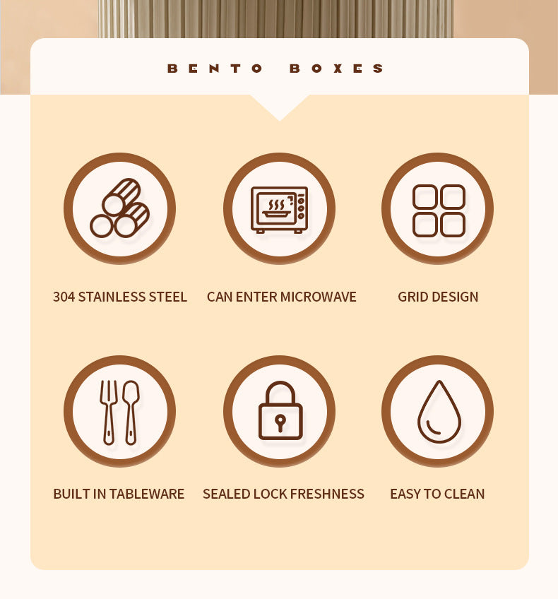 TrioFeast Bento Lunch Box Leak Proof(3 Compartment) -SA2510-057WORK Apricot